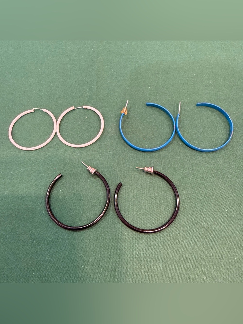 Classic Hoop Earring Set - Pink, Blue, Black 14E